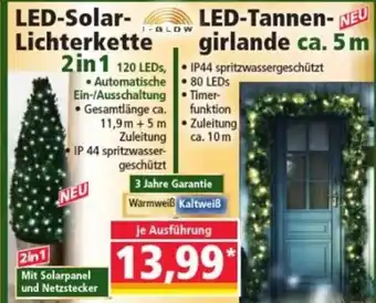 Norma LED-Solar- Lichterkette 2in1 120 LEDS, LED-Tannen- girlande ca. 5 m Angebot