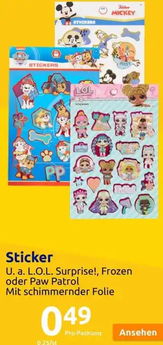 Action Sticker U. a. L.O.L. Surprise!, Frozen oder Paw Patrol Angebot