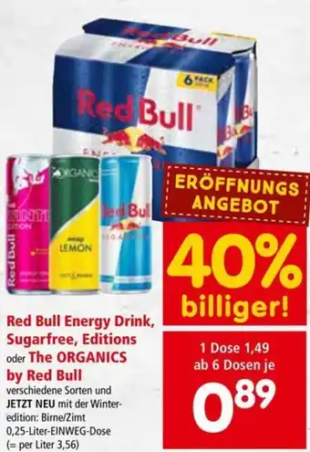 Interspar Red Bull Energy Drink, Sugarfree, Editions oder The ORGANICS by Red Bull Angebot