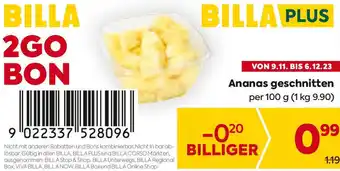 Billa Ananas geschnitten per 100 g Angebot