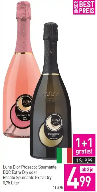 Sutterlüty Luna D'or Prosecco Spumante DOC Extra Dry oder Rosato Spumante Extra Dry 0,75 Liter Angebot