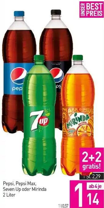 Sutterlüty Pepsi, Pepsi Max, Seven Up oder Mirinda 2 Liter Angebot