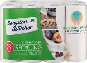 dm Saugstark&sicher küchenrolle recycling 3-lagig (8x140 blatt) Angebot
