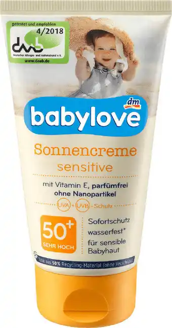 dm Babylove sensitive sonnencreme lsf 50+ Angebot