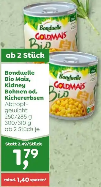 ADEG Bonduelle Bio Mais, Kidney Bohnen od. Kichererbsen Angebot