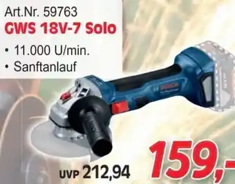 Zgonc Bosch Akku-Winkelschleifer GWS 18V-7 Solo Angebot