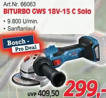 Zgonc Bosch Akku-Winkelschleifer BITURBO GWS 18V-15 C Solo Angebot
