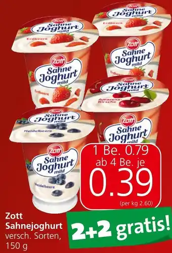 Spar Zott Sahne Joghurt 150 g Angebot