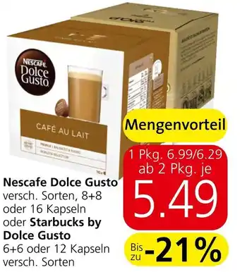 Spar Nescafe Dolce Gusto versch. Sorten, 8+8 oder 16 Kapseln oder Starbucks by Dolce Gusto 6+6 oder 12 Kapseln Angebot