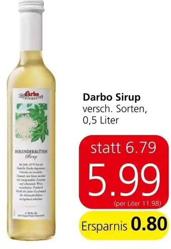 Spar Darbo Sirup versch. Sorten, 0,5 Liter Angebot