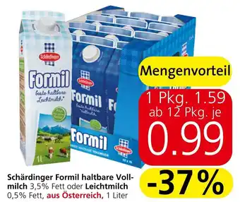 Spar Schärdinger Formil haltbare Voll-milch 3,5% Fett oder Leichtmilch 0,5% Fett, aus Österreich, 1 Liter Angebot