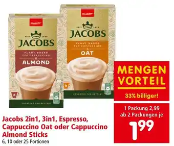 Interspar Jacobs 2in1, 3in1, Espresso, Cappuccino Oat oder Cappuccino Almond Sticks Angebot