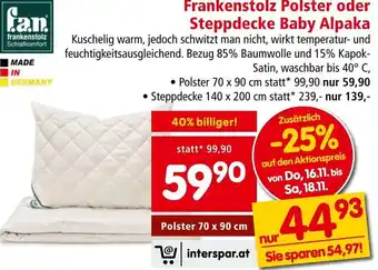 Interspar Frankenstolz Polster oder Steppdecke Baby Alpaka Angebot