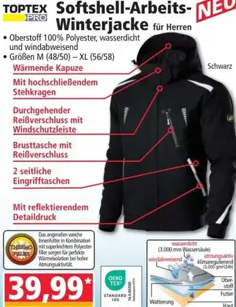 Norma TOPTEX Softshell-Arbeits- Winterjacke für Herren Angebot