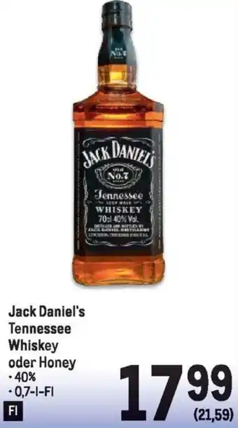 Metro Jack Daniel's Tennessee Whiskey oder Honey Angebot