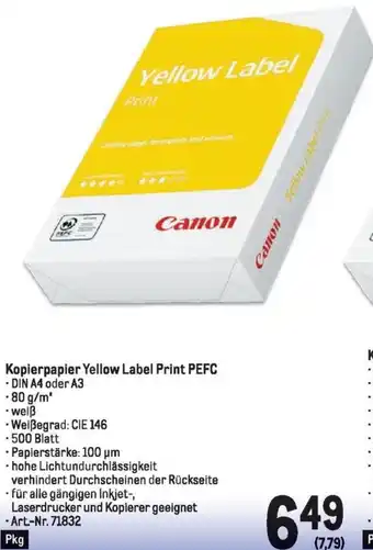 Metro Kopierpapier Yellow Label Print PEFC Angebot
