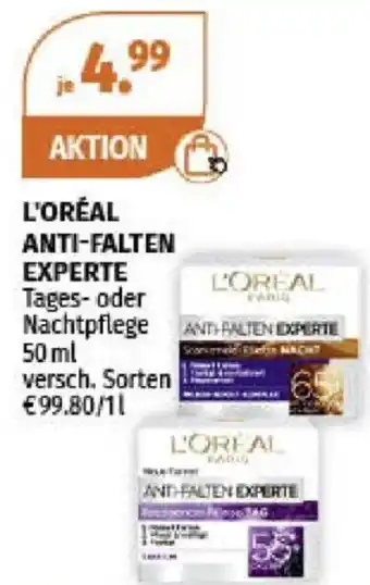 Müller L'ORÉAL ANTI-FALTEN EXPERTE Tages- oder Nachtpflege 50 ml Angebot