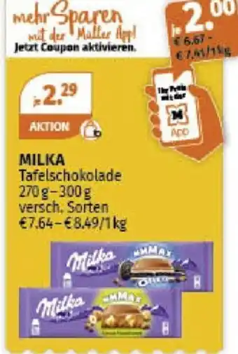 Müller MILKA Tafelschokolade 270g-300g Angebot