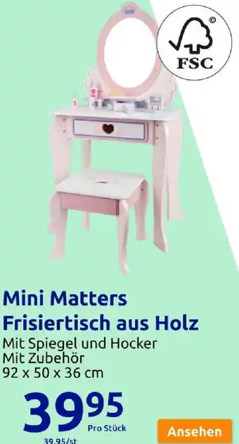 Action Mini Matters Frisiertisch aus Holz Mit Zubehör 92 x 50 x 36 cm Angebot