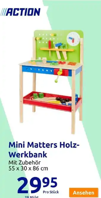 Action Mini Matters Holz- Werkbank Angebot