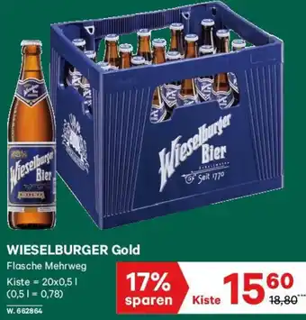 Lagerhaus WIESELBURGER Gold Flasche Mehrweg Kiste Angebot