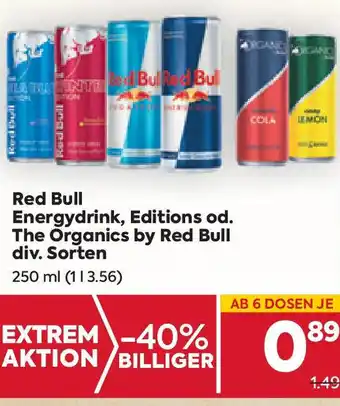 Billa Red Bull Energydrink, Editions od. The Organics by Red Bull div. Sorten 250 ml Angebot