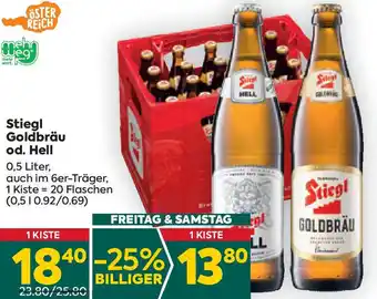 Billa Stiegl Goldbräu od. Hell 0,5 Liter, Angebot