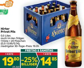 Billa Hirter Privat Pils 0,5 Liter, Angebot