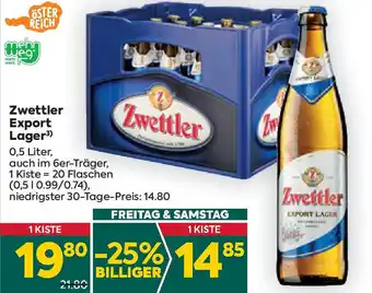 Billa Zwettler Export Lager³) 0,5 Liter, Angebot