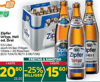 Billa Zipfer Urtyp, Hell od. Drei 0,5 Liter, Angebot