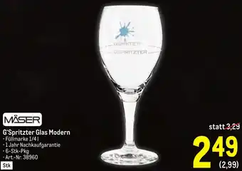 Metro MÄSER G'Spritzter Glas Modern Angebot