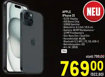 Metro APPLE iPhone 15 Angebot