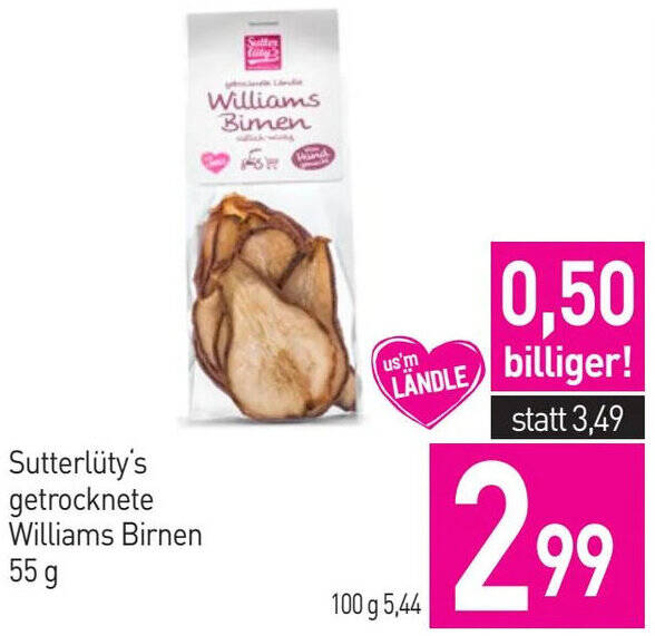Sutterlüty Sutterlüty's getrocknete Williams Birnen 55g Angebot