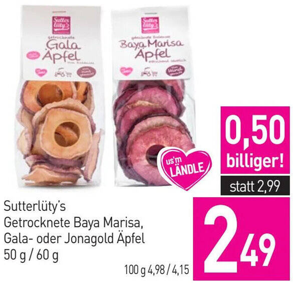 Sutterlüty Sutterlüty's Getrocknete Baya Marisa, Gala- oder Jonagold Äpfel Angebot