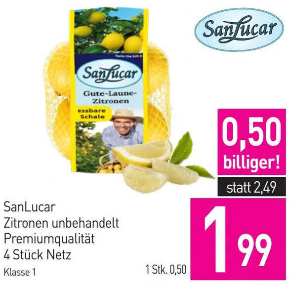 Sutterlüty San Lucar Zitronen unbehandelt Premiumqualität Angebot