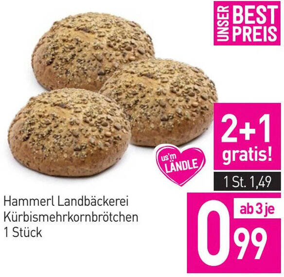 Sutterlüty Hammerl Landbäckerei Kürbismehrkornbrötchen Angebot