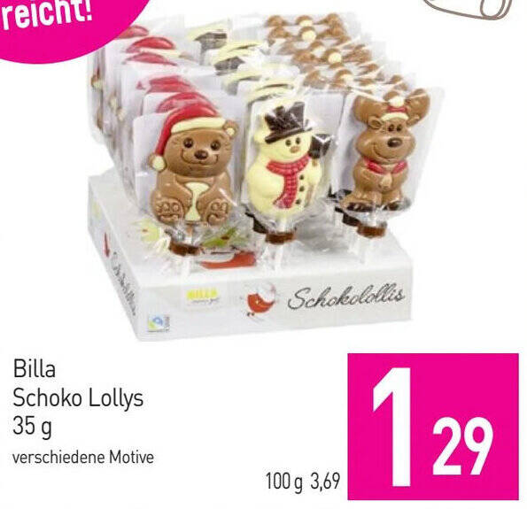 Sutterlüty Billa Schoko Lollys 35 g Angebot