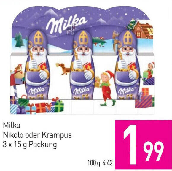 Sutterlüty Milka Nikolo oder Krampus 3 x 15 g Packung Angebot