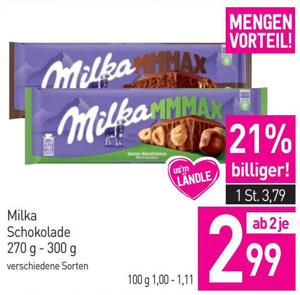 Sutterlüty Milka Schokolade 270 g - 300 g Angebot