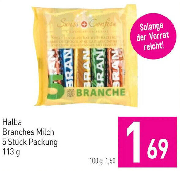 Sutterlüty Halba Branches Milch 5 Stück Packung 113 g Angebot