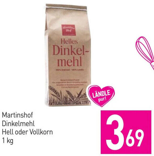 Sutterlüty Martinshof Dinkelmehl Hell oder Vollkorn 1 kg Angebot