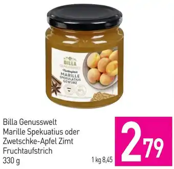 Sutterlüty Billa Genusswelt Marille Spekuatius oder Zwetschke-Apfel Zimt Fruchtaufstrich 330 g Angebot