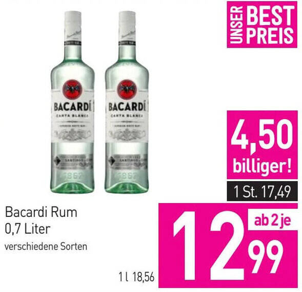 Sutterlüty Bacardi Rum 0,7 Liter Angebot