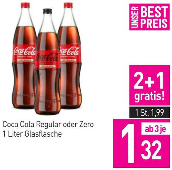 Sutterlüty Coca Cola Regular oder Zero 1 Liter Angebot
