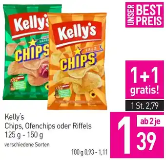 Sutterlüty Kelly's Chips, Ofenchips oder Riffels 125 g -150 g Angebot