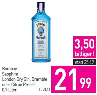 Sutterlüty Bombay Sapphire London Dry Gin, Bramble oder Citron Pressé 0,7 Liter Angebot
