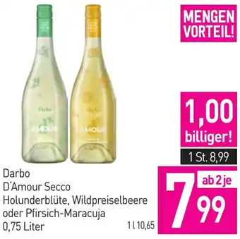 Sutterlüty Darbo D'Amour Secco Holunderblüte, Wildpreiselbeere oder Pfirsich-Maracuja 0,75 Liter Angebot