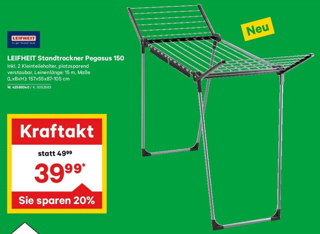 Lagerhaus LEIFHEIT Standtrockner Pegasus 150 Angebot