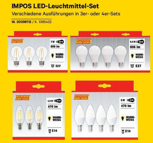 Lagerhaus IMPOS LED-Leuchtmittel-Set Angebot