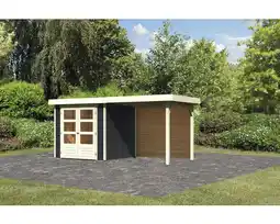 Hornbach Gartenhaus karibu kodiak 2 inkl. anbau 2,4 m mit rückwand 433 x 217 cm anthrazit Angebot